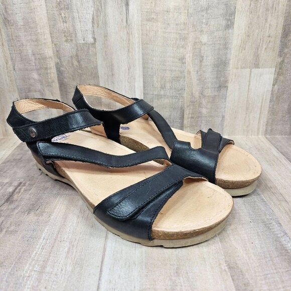 Wanda Panda Womans Size 39 Wedge Sandals Tamina Leather Backstrap - Picture 1 of 11